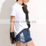 OEM Simple Black and White Block O Neck T Shirt for Women LC8293 thumbnail-5