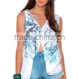 Wholesale Sublimation Graphic Print V Neck Tank Top thumbnail-1