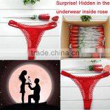 Valentine's Day Gift Cheap Women Thongs Sexy Lace Thongs For Ladies Rose Panties Rolling Pack thumbnail-3