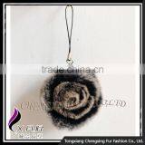 CX-P-22 Genuine Rex Fur Flower Mobile Phone Charms Fancy Keychain thumbnail-3