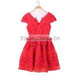 Maxnegio Fashion Red Lace Junior Bradesmaid Dress thumbnail-3