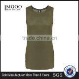 2016 Summer Plain Khaki Sleeveless Shell Tops For Ladies Latest Chiffon Plain Pockets Summer Tops thumbnail-1