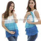 Rainbow Sleeveless Chiffon Maternity Tops Pleated Hide Breastfeeding Opening Nursing Clothes thumbnail-2