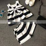 Vintage Baby Clothing Set Black And White Stripes Outfit Bow Tie Apparel thumbnail-2