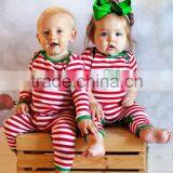 Wholesale Christmas Pajamas Custom Name Embroidered Santa Red and White Stripe Baby Girl or Boy Personalized Christmas Pajamas thumbnail-1