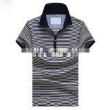 Men Fashion 100% Cotton Golf Custom Striped Polo Shirt thumbnail-2
