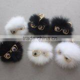 Myfur Cute Style White Fox Fur Pom Pom Keychain Customized Bag Charm thumbnail-6