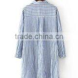 Runwaylover EY2325B Simple Fashion Style Casual bf Shirt Lady Long Sleeve Striped Blouse thumbnail-2