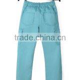New Fashion Multi Pocket Plain Blue Solid Color Cheap Kids Elastic Bottom Jeans With Side Zipper thumbnail-2