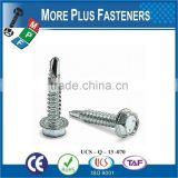Made in Taiwan DIN 7504 K UNI 8117 K EN ISO 15480 Hexagon Head Drilling Screw with Collar and Drilling Screw Thread