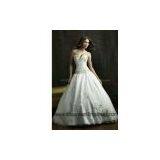 A Line Wedding Dress Sweetheart Chapel Train Satin Tulle White thumbnail-1