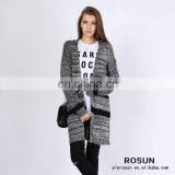 Women Knitted Striped Pattern Long Cardigan Sweater thumbnail-2