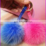 wholesale fox fur ball key chain for bags /chain fobs