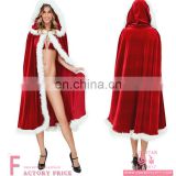 2017 New Design Promotional Christmas Santa Cape Cloak Luxury Prom Sexy Costume For Women