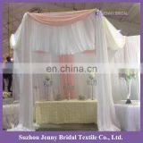 TC031J Cream Satin Rosette Table Skirt for Banquet thumbnail-2