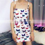 2020 New Arrivals Women Fashion Printed Butterfly Casual Dresses Ladies Bodycon Sling Mini Dresses Women Summer Dresses thumbnail-3