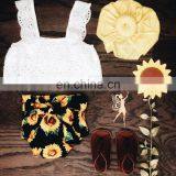 Baby Girls Sunflowers Outfit Summer Toddler White Lace Tops & Shorts 2pcs Set for 0-3T thumbnail-1