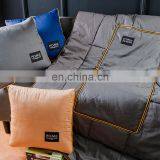 Luxury Cotton Satin Portable Foldable Throw Pillow Travel Sofa Blanket thumbnail-4