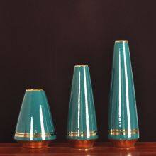 Light Luxury Chimney Creative Gild White Green Ceramic Plant Vase For Dry Flower Decor thumbnail-1