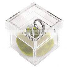 Clear Acrylic 2 PC Wedding Ring Box With 2 Slots Ring Holder Gift Box for Weddings