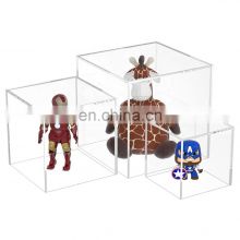 3pcs Acrylic Box 3x3x3&4x4x4&5x5x5 inches, 5 Sided Museum Display Box Acrylic Display Case for Collectibles