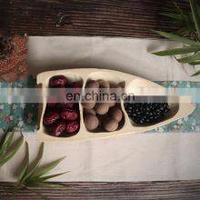 Wholesale European Boat Shape Creative Bamboo Root Multi Dried Fruit Candy Plate Cute Snack Tray for Home Decoration Divide thumbnail-2