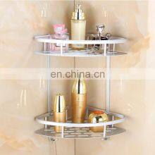 Hot Two Tier Bathroom Corner Shelf Tripod Bathroom Shelves Adhesive Corner Kitchen Racks Shampoo Storage Organizer w Hook