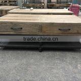 RE-1527 Industrial Furniture Recycled Wood Metal Frame Coffee Table thumbnail-1