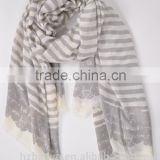 fashion spring polyester strip printed scarf for man