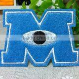 Blue MONSTERS INC M Logo Mike ONE EYE Embroidered Woven Iron On Patch thumbnail-1