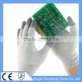 Best Quality 13 Gauge Non-Slip Antistaitc PU Coated PVC Dotted Clean Room ESD Working Gloves For Hot Sale