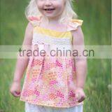 Wholesale Long Sleeve Chevron Floral Dress Matching Lace Ruffle Pants Baby Girls Clothing Sets thumbnail-5