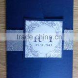 Navy Blue Elegant Wedding Invitations With Glitter thumbnail-1