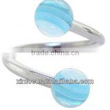 BANGING BLUE Stripe Spiral Twister Belly Ring&body Jewelry Navel Ring&SBR Rings thumbnail-1