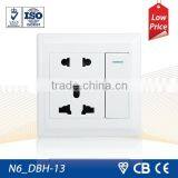 N6 Series Wall Switch 1 Gang Switched 5-pin Universal Socket