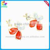 Ruby Gemstone Platinum Plating Silver Eardrop Ear Plug 925 Sterling Silver Hoop Gold Earring thumbnail-3