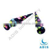 Hot Selling Priting Colorful Logo Acrylic Taper Ear Expander thumbnail-1