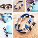 Leather Rope Stainless Steel Gold Anchor Bracelet/Hook Bracelet Anchor Wholesale thumbnail-6