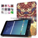 New fashion three folding leather stand case for Samsung Tab E8.0 hard pu tablet pattern case