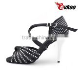 Black color silver heel 2016 latin dance shoes women