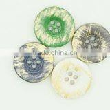 4 Holes Paint Colorful Green Blue Beige Wood Button With Old Effect thumbnail-2
