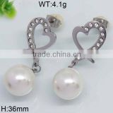 Attractive fake pearl steel color earring for wedding women