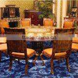 Baroque Style Brass & Porcelain Dining Table, Deluxe Large Round Dining Table for 10 People, Gorgeous Gilded Brass Dining Table thumbnail-1