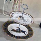 Two Layers Horse Painting Ceramic Dessert Tray thumbnail-1