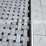 Basketwave Carrara White Marble Mosaic Tile thumbnail-2