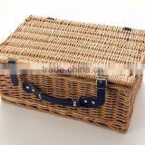 WILLOW PICNIC BASKET 4 PERSON OUTDOOR WICKER HAMPER SET PLATES CUTLERY thumbnail-4