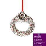 14K White Gold Plated Metal Xmas Ornament With Pink Crystals From Swarovski thumbnail-4