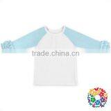 Newborn Baby Cotton Top Clothes Plain White T-Shirts Cheap Ruffle Raglan Shirts thumbnail-5