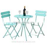 3 Piece Bistro Set Folding Patio Table and Chairs, Blue thumbnail-1