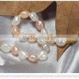 Mother's Gift 9-10mm Multicolor Baroque Freshwater Pearl Bracelet thumbnail-3